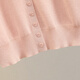 
She pool embroidered sweater 2025 summer new women's round neck front shoulder short sleeve sweet short top
