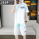 JEEP SPIRIT2025夏季新款短袖套装男青年百搭短裤休闲运动两件套渐变色男装 6187蓝色 M