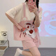 Opeodly夏季睡衣女薄款学生甜美短袖短裤两件套夏天宽松可外穿休闲家居服 684背带熊 L 【建议98-112斤】