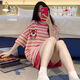 盛束蜡笔小新睡衣女夏季薄款短袖带胸垫套装2025新款学生家居服可外穿 B1517【自带胸垫】 M 【75斤-95斤】