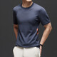 NEWMder Kurzärärmelte T-Shirt Herren 2025 Sommer neu gestrickter Sweater Casual Fashion Rund Hals Vielseitiger, bequemer atmungsaktives, atmungsaktives Top-Kleidung High-End-Dunkelgrau-Orchidee (Spotgeschwindigkeit) m [100-125jin [Jin gleich 0,5 kg]]]