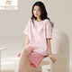 Madallo Summer Cotton Pyjamas Ladies 2025 Nouveaux vêtements pour femmes à manches courtes de grande taille Le costume d'été peut être porté sur le style mince extérieur A9859 Cherry Red 2xl 140-160jin [Jin est égal à 0,5 kg]]]
