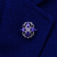 Shijun (Shijun) Herrenbrosche Anzug Brosche plattierte Platin -Zirkonkristall Charming Purple Duke Silber Retro Kragen Pinnese Anzug Brosche Deep Blue Duke Platinum Brosche + Manschettenlink Set