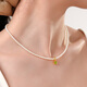 Daila green olive gemstone pendant freshwater pearl necklace perfect round flawless strong light female clavicle chain daily versatile commuting style