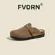 Luxury style bag-toe slippers for women 2025 new summer wear retro casual flat sole soft sole Birkenstock slippers HCS--828-1A deep khaki 36