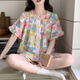 西忘2025新款睡衣女款夏季云朵棉带胸垫短袖甜美爱心可外穿家居服套装 9903-4 爱心 可拆卸胸垫 M