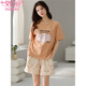 Pyjama modal pour femmes été 2025 nouveau short à manches courtes en pur coton costume deux pièces été rayé vêtements de maison peuvent être portés à l'extérieur Z9856 M recommandé 80-100Jin Jin équivaut à 0,5 kg à porter