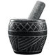 Sailoto large hand-made garlic pounder stone garlic mortar household grinder stone mortar for pounding medicine, smashing pepper, peeling garlic and garlic press, 25 cm diameter hand-made jar type with wooden hammer step