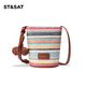 Sábado Bolsa para mujeres 2025 Nuevo Bolso de cubo de arco irbow Bolso Dopamine Bolso de teléfono móvil Fashion One-Hohor Crossbody Straw Bague