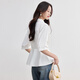 
Shangdu Bila light and fashionable commuting shirt for women with five-point sleeves and temperament design double-breasted placket waist shirt