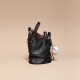 Food tang bucket bag 2025 new bag shoulder bag vegetable basket crossbody handbag commuter clean smoke (water dyed cowhide) black