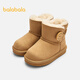 Balabala children's shoes children's snow boots boys and girls short boots 2025 new winter boots thickened and velvet cotton boots anti-slip
