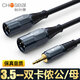 秋叶原（CHOSEAL）3.5转双卡农母卡侬公调音台手机电脑麦克风话筒声卡音频线 3.5转双卡侬母qs3524 2米