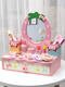 Wooden simulated children's dressing table house toy makeup table 3-4-5th birthday gift girl accessories box CU hair salon bag style