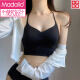 莫代尔挂脖美背内衣女小胸聚拢春秋薄款性感U型美背文胸无痕交叉式胸罩 奶椰白(单件) MX316 均码 (80-120斤可穿)