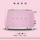 SMEG/Smeg retro toaster breakfast machine sandwich toast toaster multi-functional household small housewarming birthday gift official authentic 6-speed baking TSF01 pink (four-piece)