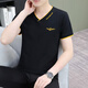 Playboy (Playboy) T-shirt à manches courtes pour hommes à manches courtes en V pur Coton en V Fense à moitié à manches minces à manches décontractées