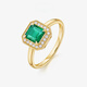 HEEKAIYI emerald ring for women 18K diamond ring luxury Chinese Valentine's Day birthday gift for wife and girlfriend Selected emerald ring 64 points + 12 points diamond