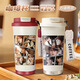 Chenxiange Tan Jianci same coffee cup thermal insulation cup portable food grade stainless steel straw water cup office men and women cream white-316 coffee cup-A1369 Tan Jianci