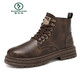 Woodpecker Spring and Summer Nouveaux chaussures de travail Mid-Top Boots Chaussures masculines Chaussures en cuir décontractées imperméables Chaussures de travail pour hommes 999 Brown Single [Picture principale] 39