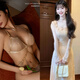 维多利亚宫廷纯欲蕾丝文胸 镂空法式前扣美背三角杯内衣女无钢圈性感套装 金色文胸+丁字裤+链子 L