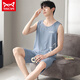 Catman Miiow Mend's Modal Pajamas Summer Shevel Shews Suit Vest Occasiter Loose Home Costume Short Mancheve Outdoor NS 9207 L 100-120JIN [Jin est égal à 0,5 kg]