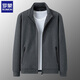ROMON Jacket Men's Spring and Autumn Young and Middle-aged Solid Color Loose Cardigan Stand Collar Sweatshirt Dad Running Sports Men's Gray Spring and Autumn Thin Section XL / Recommended 115-130 Jin Jin equals 0.5 kg