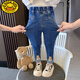 G.Duckkids Girls Jeans Spring- und Herbststil 2025 Neue Kinder Frühlingskleidung, modisches Baby von Kindern trägt schlanke lange Hosen, hellblau