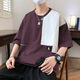 TTPMER SUMME Brand à tendance Couleur contrastée T-shirt à manches courtes T-shirt Men's Youth LoUt Style D693 [haute qualité] blanc M recommandé 90-105 Jin [Jin est égal à 0,5 kg]