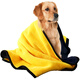 Quick-drying absorbent towel for pets, bath towel, Teddy imitation deerskin towel, absorbent and thickened for cats and dogs, large size pet, yellow L size - special for large dogs (70*140cm)