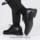 Huili official leather shoes men's summer breathable black formal shoes business men's shoes black 42