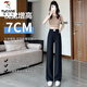 啄木鸟天丝阔腿牛仔裤女夏季薄款2025新款高腰垂感休闲直筒凉凉冰丝裤子 黑色 XL