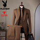 Playboy 2025 summer suit men British slim business formal wear color professional work clothes groom wedding suit dark green three-piece set M 48