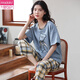 Modal pijama de algodón puro para mujeres en pantalones de manga corta de primavera y verano Mujeres sueltas de estilo coreano ropa de casa para ropa de otoño T-9716 (pantalones de manga corta) m (85-105Jin [Jin equivale a 0.5 kg])