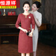 Hengyuanxiang high-end mother-in-law wedding banquet dress 2025 new dress spring wedding mother wedding dress young mother-in-law dress burgundy three-quarter sleeves XL recommended 110-120 Jin Jin equals 0.5 kg