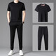 ZHIDOUDOU ice silk short sleeve shorts suit men's summer thin style with handsome casual sports suit including 13603 trousers suit gray M /165