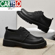 Zapatos de cuero de cartelo primavera para hombres transpirables negocios casuales casuales de estilo británico versátil de cabeza grande grueso espesel alto y bajo botas martin martin negros 6623 cuatro temporadas 41 talla de zapato de cuero estándar