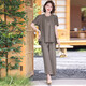Kuzhang (Kuzhang) Mom Summer Summer Set Set Femme's 2024 Nouveau style moyen d'âge moyen et âgé à la mode ventre mincer
