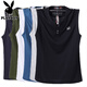 Playboy Henry Collar Pure Cotton Thin Summer V-Neck Vest Men's Broad Shoulders Plus Fat Extra Large Loose Shoulder Sweatshirt Fat Man Sleeveless T-Shirt Navy V 4XL Recommended 205-225Jin Jin is equal to 0.5 kg