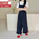 维多利亚的格调2025夏新款女韩版宽松收腰休闲工装背带裤薄款速干直筒阔腿连体裤 深蓝色 M (85-120斤)