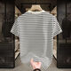 
Commander Bear 2025 short-sleeved T-shirt trendy striped men's versatile top Khaki breathable sweat-absorbing cotton 9898 M