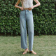 Olrain Blue Straight Jeans für Frauen im Sommer 2025 neue Stile lange Beine und modische vielseitige lange Hosen blau l