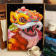 Tigre de tres abril Estilo chino Dance Lion Digital Digital Oil Pintura Diy Relleno Dragón Dragón Año Nuevo pintado al aceite pintado a mano Pintura colgante decorativa SJ13915 50*70 cm Apretado marco interno engrosado