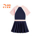 Anta children's swimsuit for girls and boys one-piece swimsuit 2025 summer new style fresh and sweet antibacterial and anti-chlorine sunscreen swimming skirt navy/pink-1 140