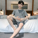 胖东来【商场同款】夏季男士短袖睡衣薄款棉质休闲加大码青少年家居服男宽松套装夏天 D9928 L 男