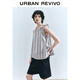 UR2025 Summer New Women's Simple Check Randeveless Tie-Fitting Ship Blous