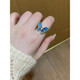 QUAMER ancient imitation enamel colorful butterfly ring for women inlaid with zircon ring as a birthday gift for girlfriend and wife blue butterfly ring-opening