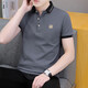 
LA HaiLan Home (HLA) same summer solid color lapel short-sleeved T-shirt men's trendy versatile casual loose top Black QY682 M