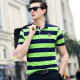 BUSEN ​​2025 SOMMER SOMMER NEUER MENDER MENSCHEN MEN MÄNNER PUSS COTTOR Kurzarm T-Shirt Slim Business Revers Strip Base Shirt 3882 Green M.