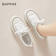 达芙妮（DAPHNE）帆布鞋女夏季网鞋网面透气小白鞋2025新款厚底百搭休闲板鞋 米色【跟高4.5CM】 35